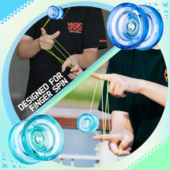 MAGICYOYO K2 Crystal Blue Yoyo, smooth spin surface enhances basic string tricks.