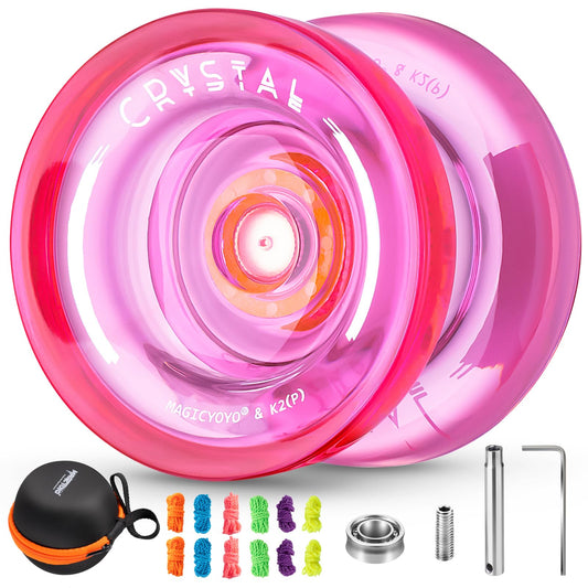 MAGICYOYO K2 Crystal Pink front view shows beginner-friendly grip.