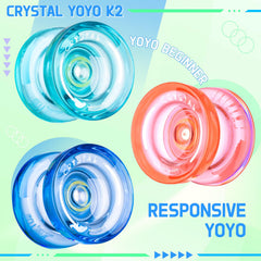 MAGICYOYO K2 Crystal yoyo demonstrates beginner tricks and advanced binds.