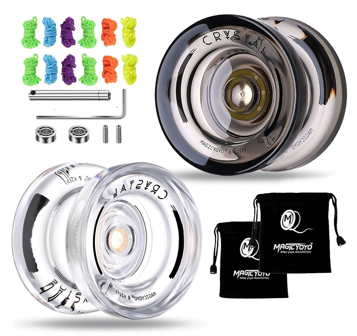 MAGICYOYO K2 Crystal White front view for crisp beginner spins.