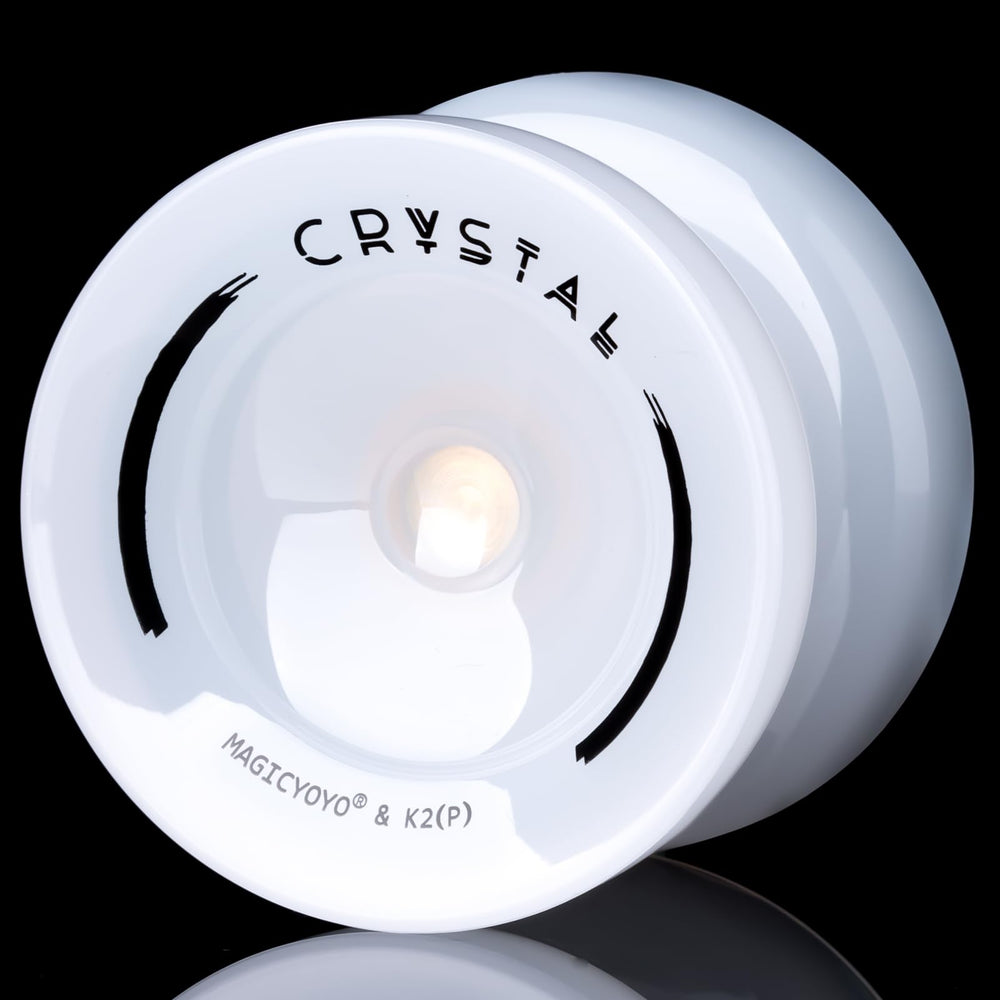 MAGICYOYO K2 Crystal yoyo front view shows a glossy white beginner-friendly plastic design for daily practice.