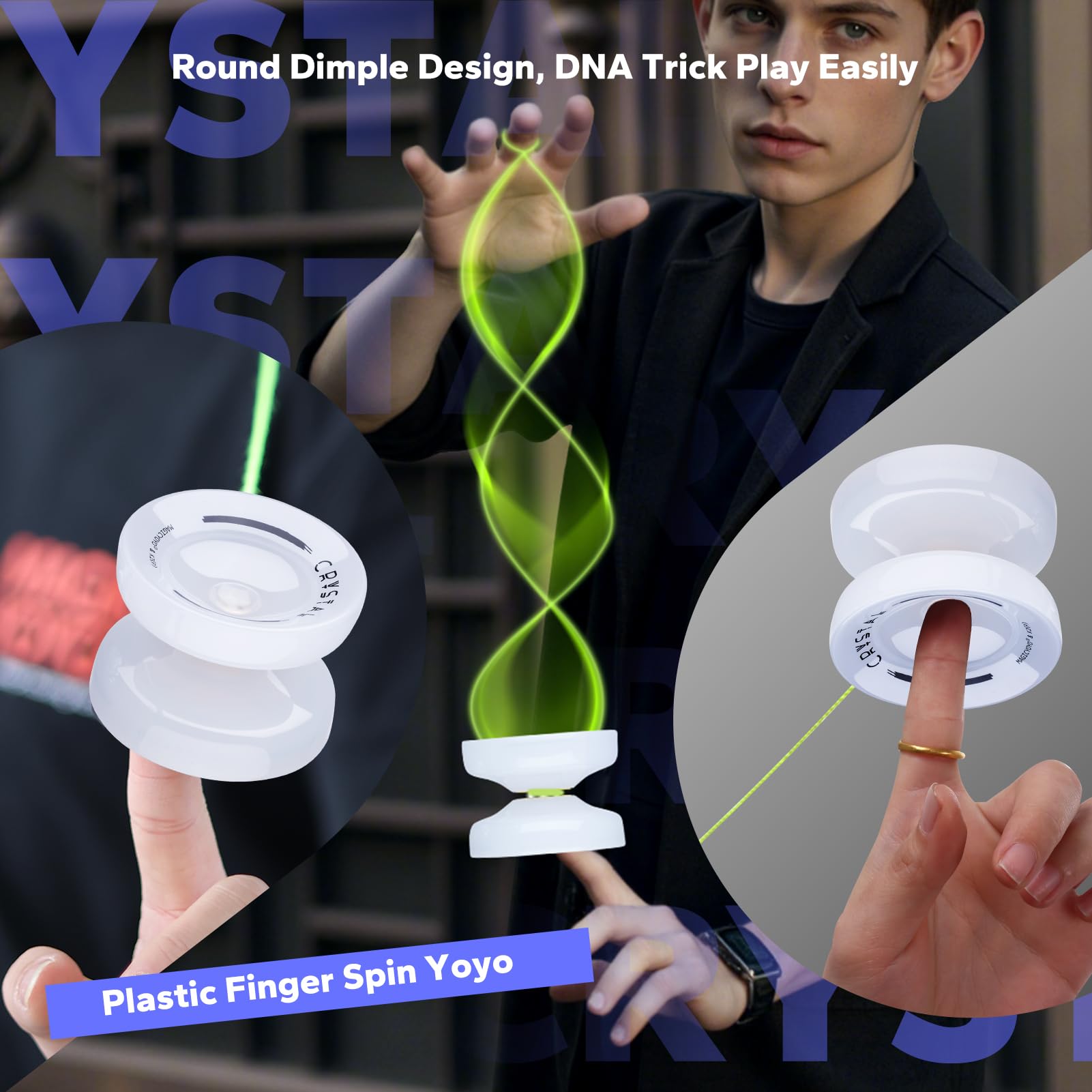 MAGICYOYO K2 Crystal yoyo in-hand for finger spins and DNA tricks with smooth control.