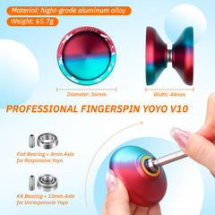 MagicYOYO V10 complete gift set includes case, glove, concave bearing, axle, puller, and strings
