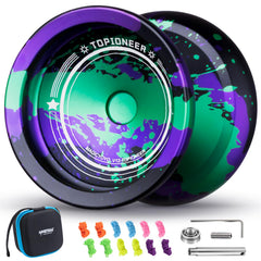 MAGICYOYO V12 front view showing black-green-purple finish for eye-catching play
