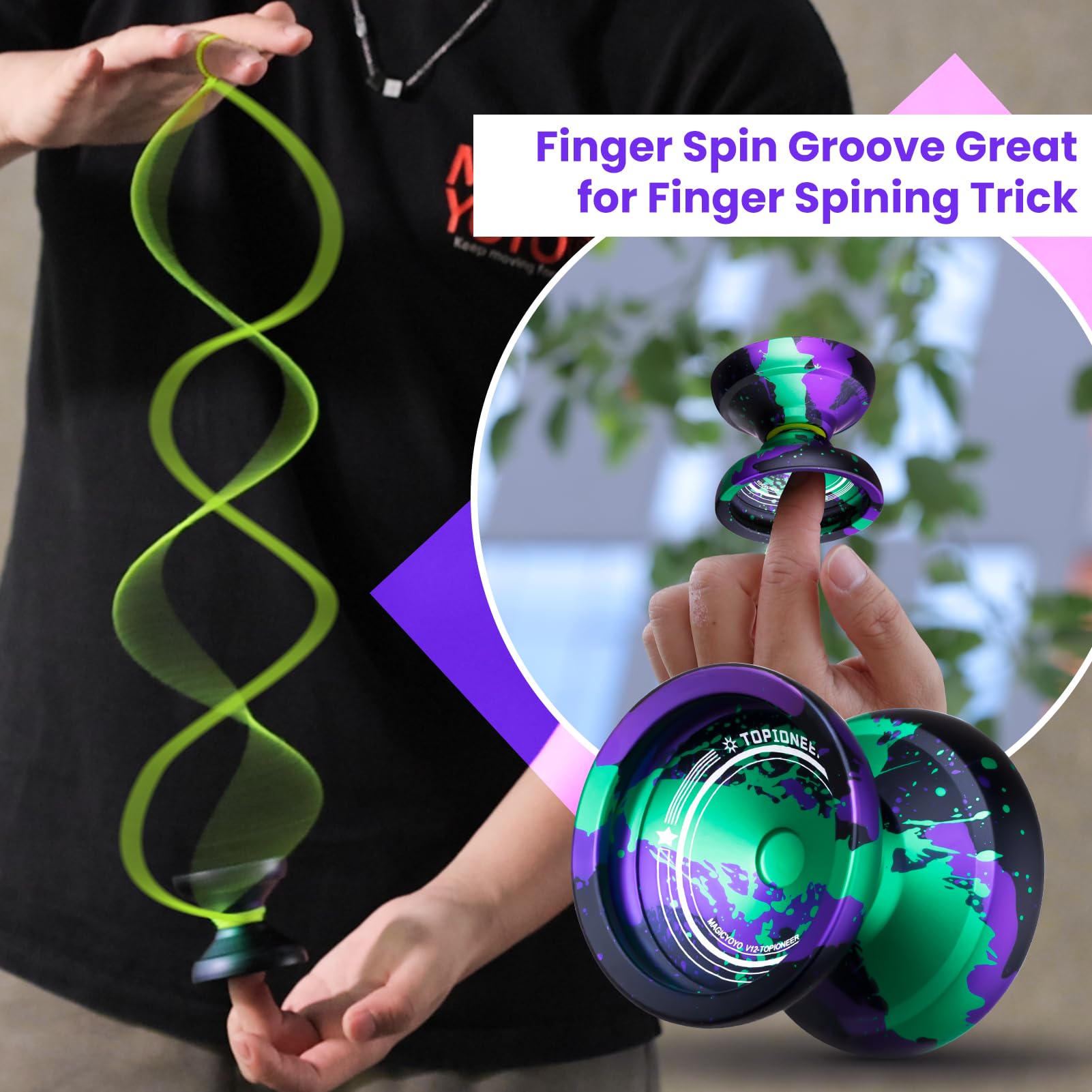 MAGICYOYO V12 hook finger-spin trick detail demonstrating advanced capability