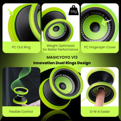 MagicYOYO V13 Deepspin finger-spin cap enables smooth advanced tricks.