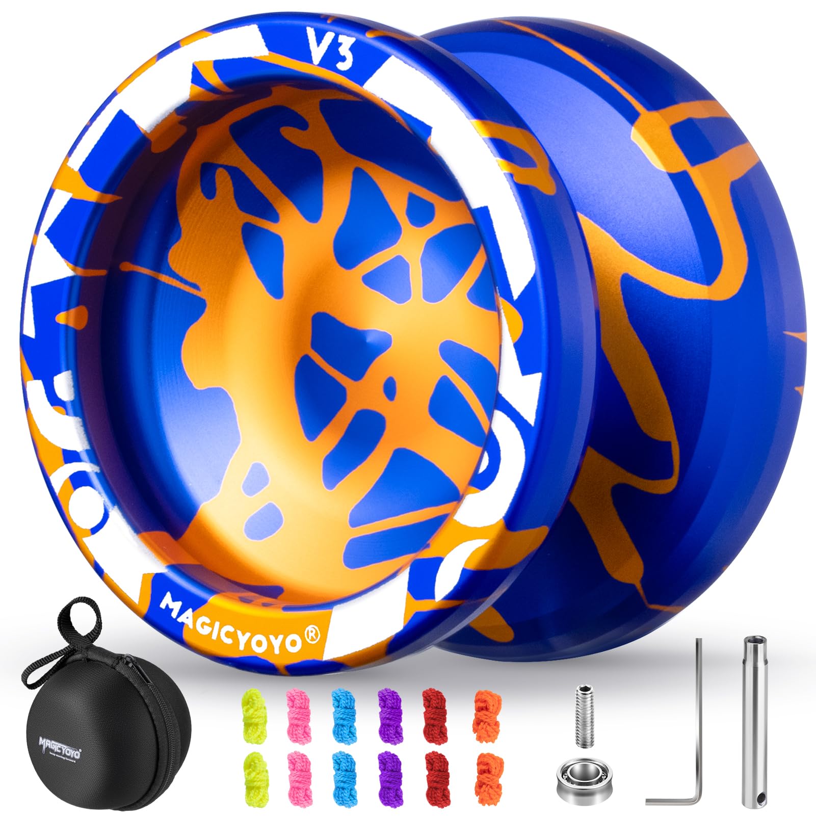MAGICYOYO V3 blue-gold-splash in action, ideal for beginners and daily practice.