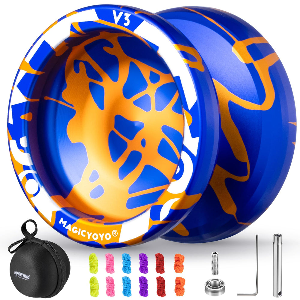 MAGICYOYO V3 blue-gold-splash in action, ideal for beginners and daily practice.