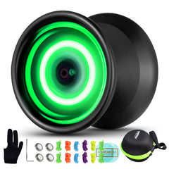 MagicYoyo Y02 Aurora with green LED glow for vibrant night practice.