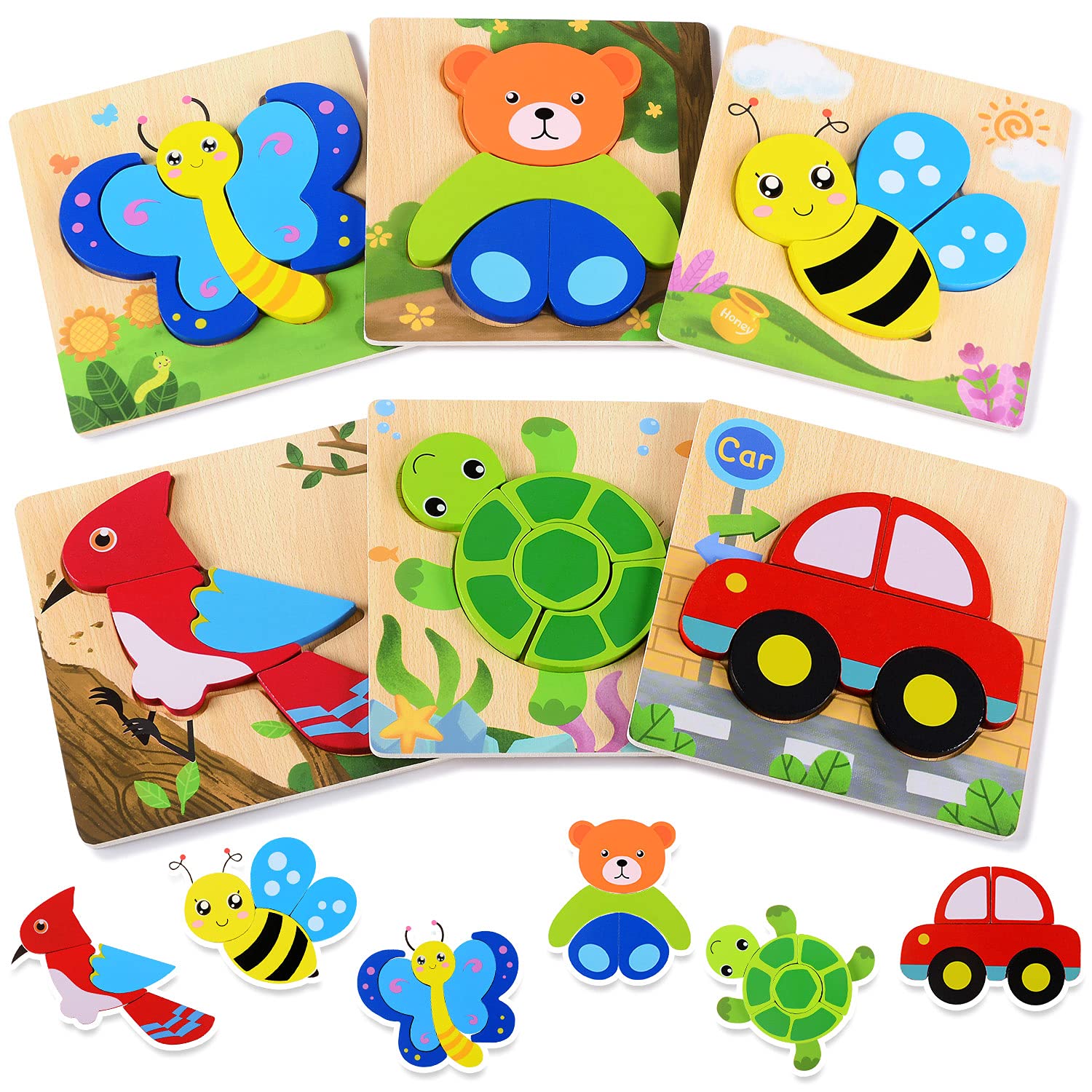 Magifire butterfly wooden puzzle for toddlers boosts shape recognition and fine motor skills.