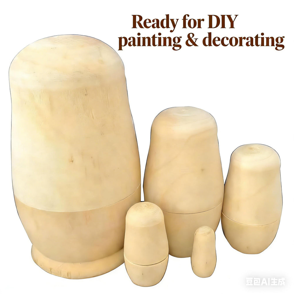 MAGIKON 5-inch blank nesting dolls stacked for crafts and display.