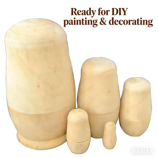 MAGIKON 5-inch blank nesting dolls stacked for crafts and display.