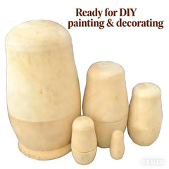 MAGIKON 5-inch blank nesting dolls stacked for crafts and display.