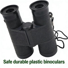 MAGIKON toy binoculars backyard birdwatching scene emphasizing easy viewing.