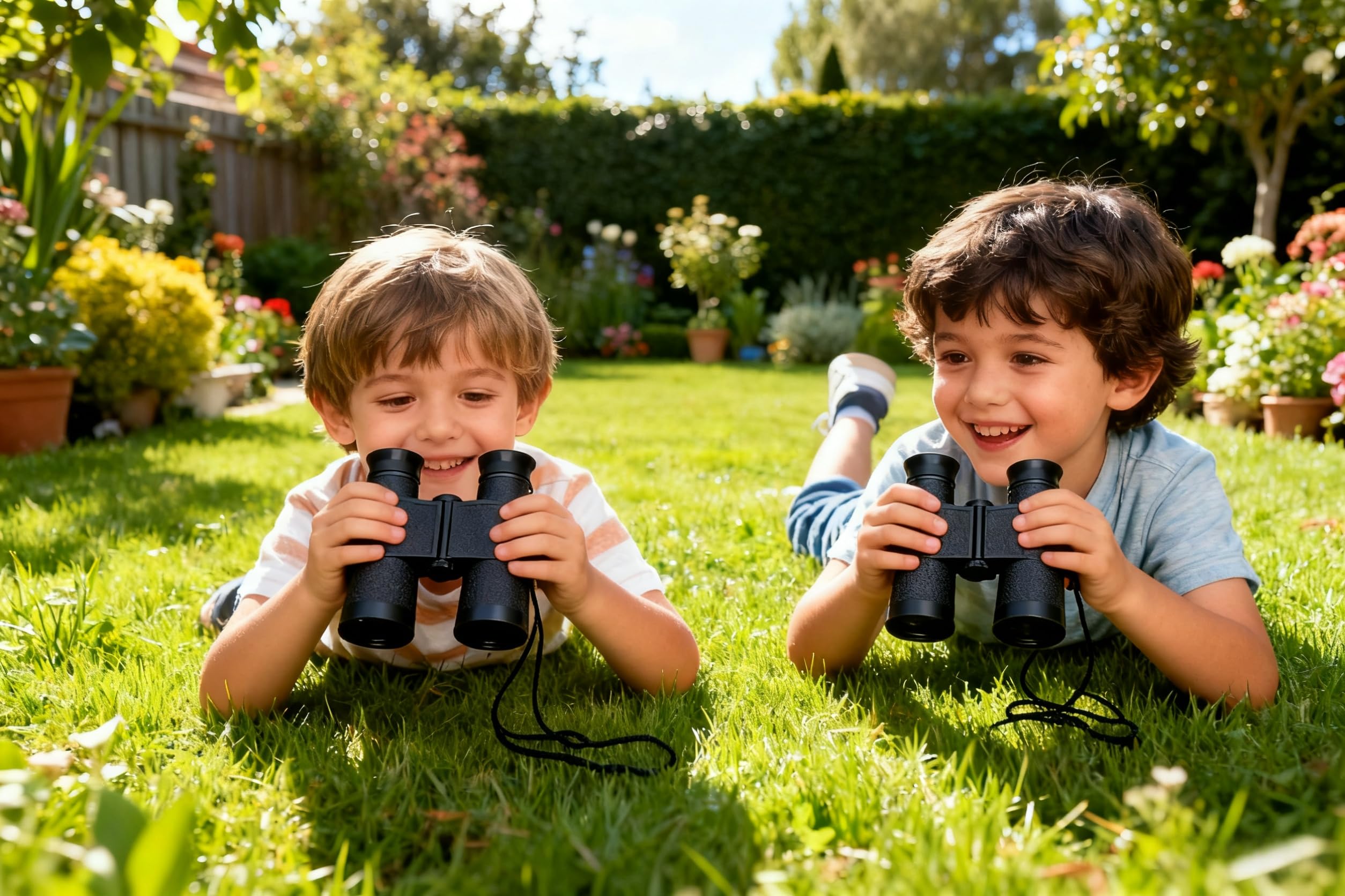 MAGIKON binoculars colorful design shown during outdoor learning with kids.