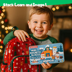 Maginoo 45PCS blocks Christmas tree arrangement promotes spatial skills