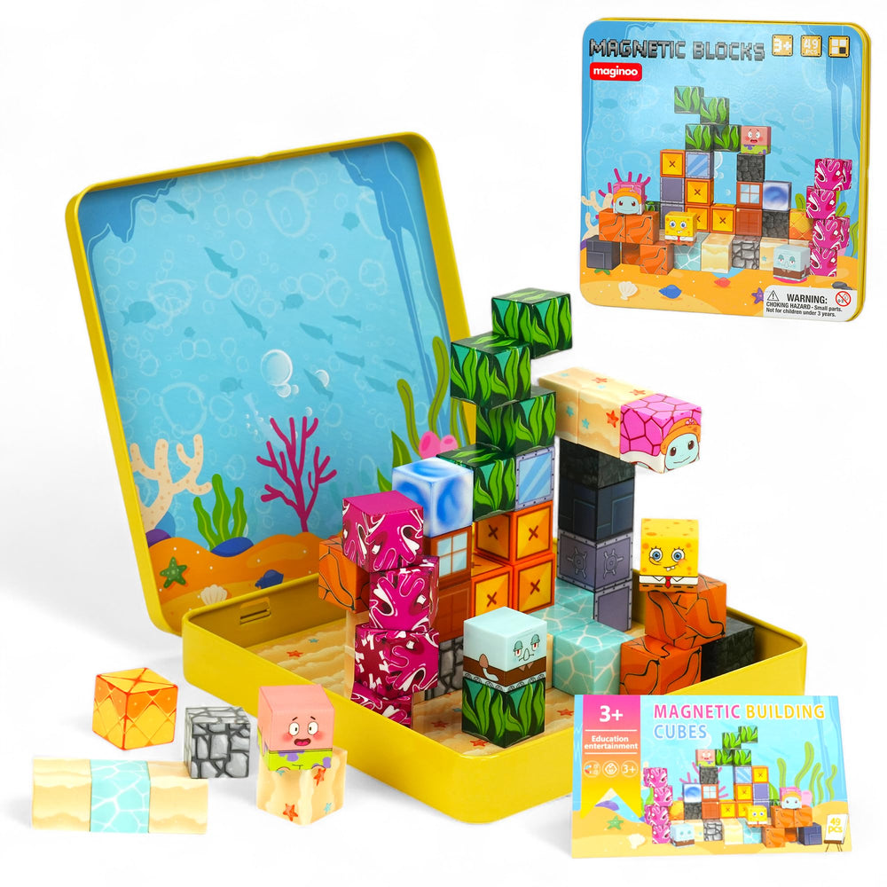 Maginoo 49pcs mini magnetic blocks ocean coral reef, promoting STEM learning through imaginative play