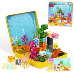 Maginoo 49pcs mini magnetic blocks ocean coral reef, promoting STEM learning through imaginative play