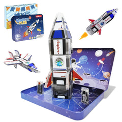 Maginoo rocket tile set for imaginative space builds and STEM play