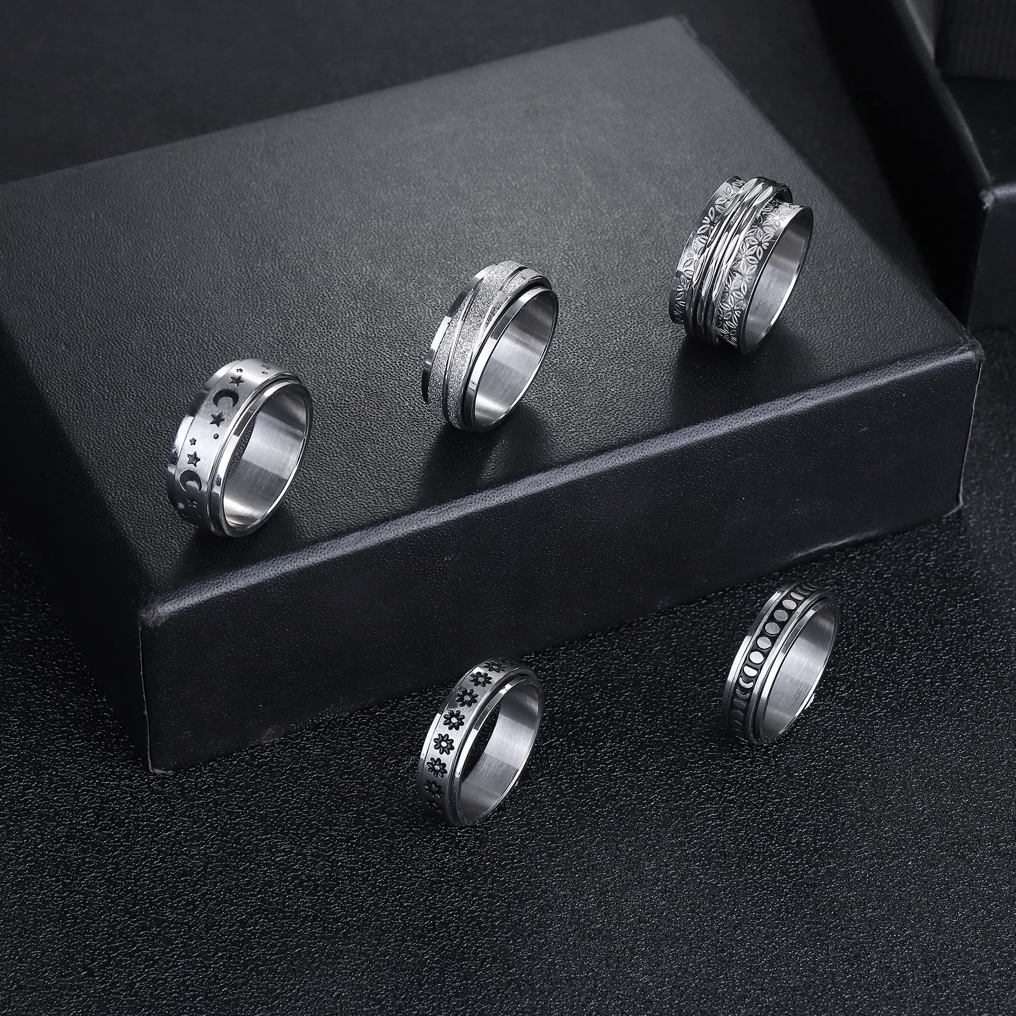 Magitaco spinner lunar-phase ring, versatile style with soothing motion