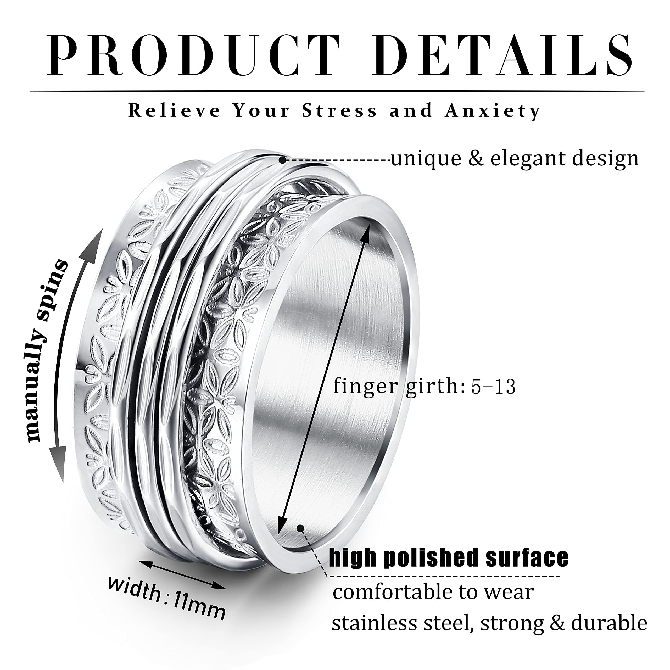 Magitaco Flower spinner ring for everyday wear and tactile relief.