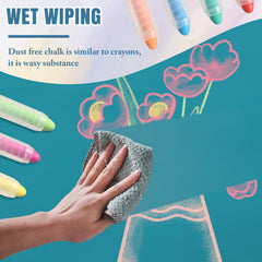 Maglala chalk pens on a whiteboard surface demonstrating easy cleanup.
