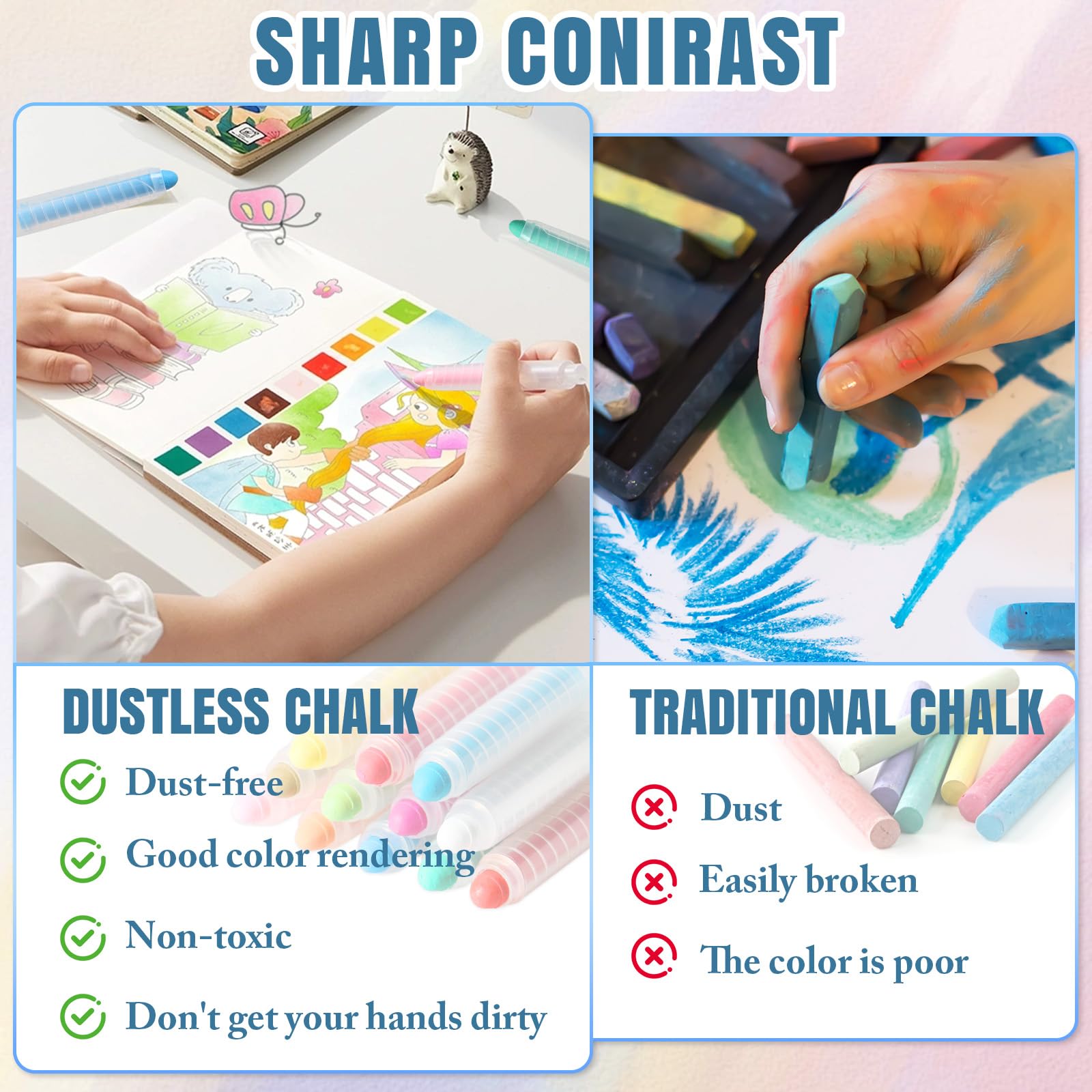 Maglala chalk pens used on outdoor sidewalk art with bright hues.