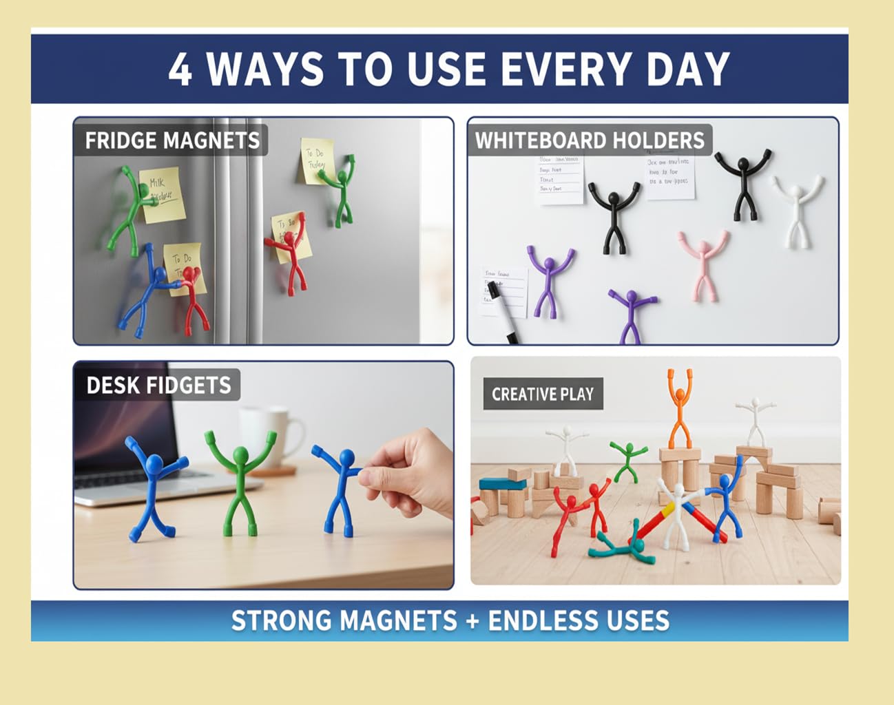MAGMEN kids and adults using fidget toy in classroom and home.