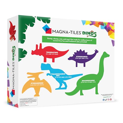 MAGNA-TILES Dinos Brachiosaurus green figure supports storytelling and cooperative play.