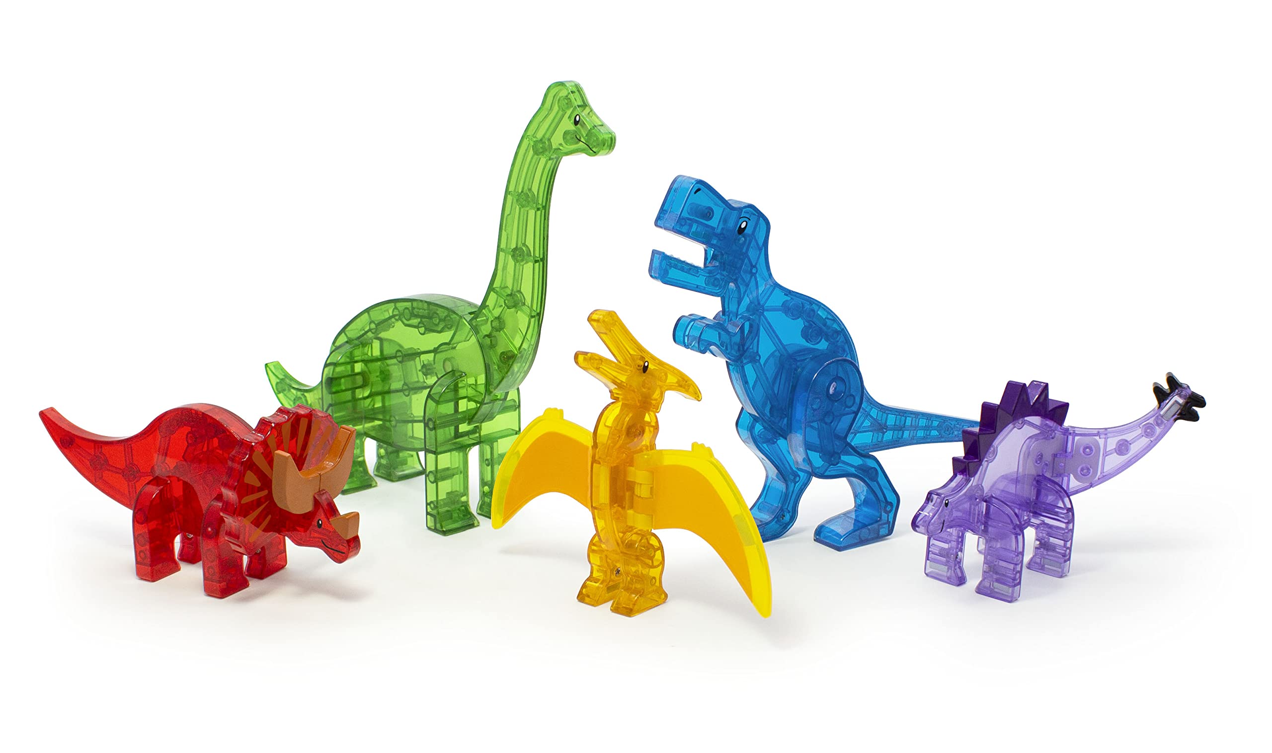 MAGNA-TILES Dinos Pteranodon yellow figure fosters aerial play and imaginative flight stories.