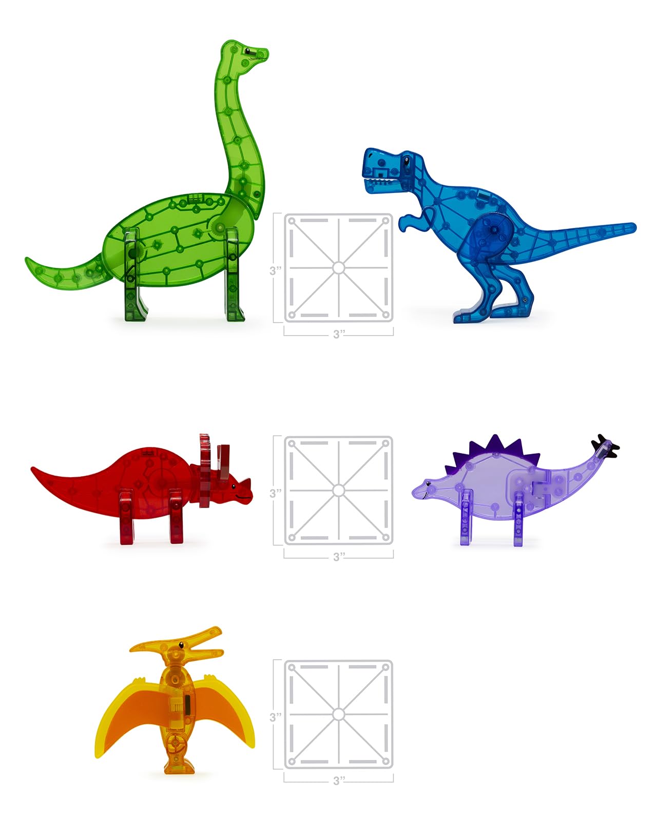 MAGNA-TILES Dinos Triceratops red figure fuels creative builds and museum-style displays.