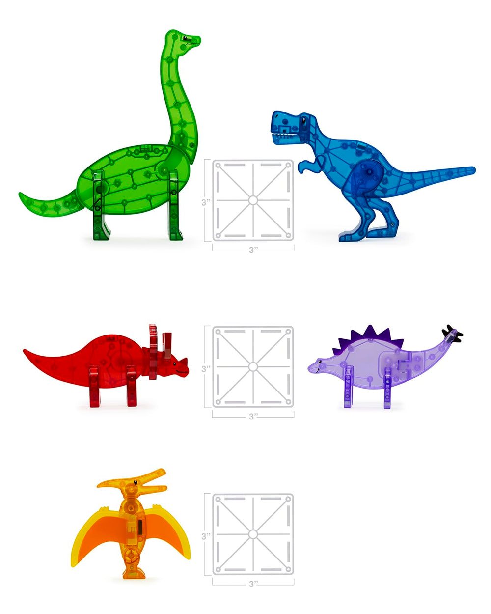 MAGNA-TILES Dinos Triceratops red figure fuels creative builds and museum-style displays.