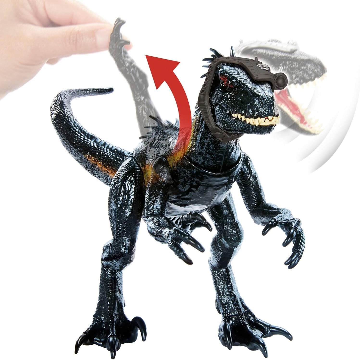 MAGNETOE Indoraptor AR features unlock virtual adventures via app.