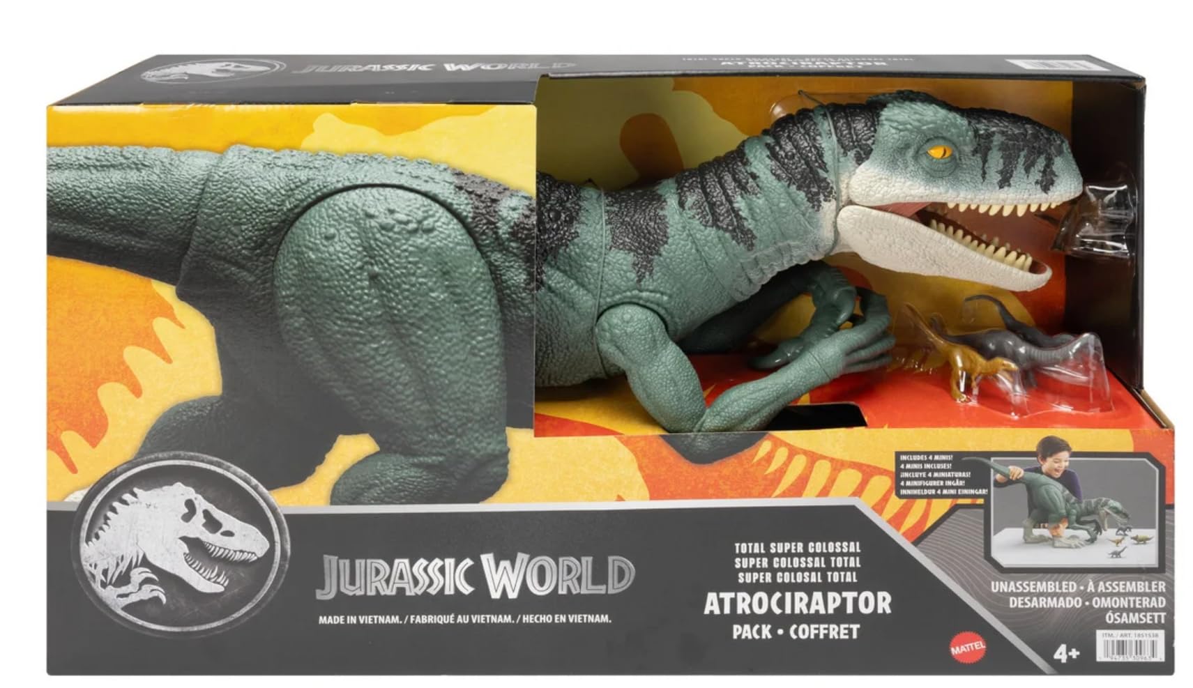 MAGNETOE Jurassic Atrociraptor 37-inch figure, centerpiece for imaginative dinosaur battles