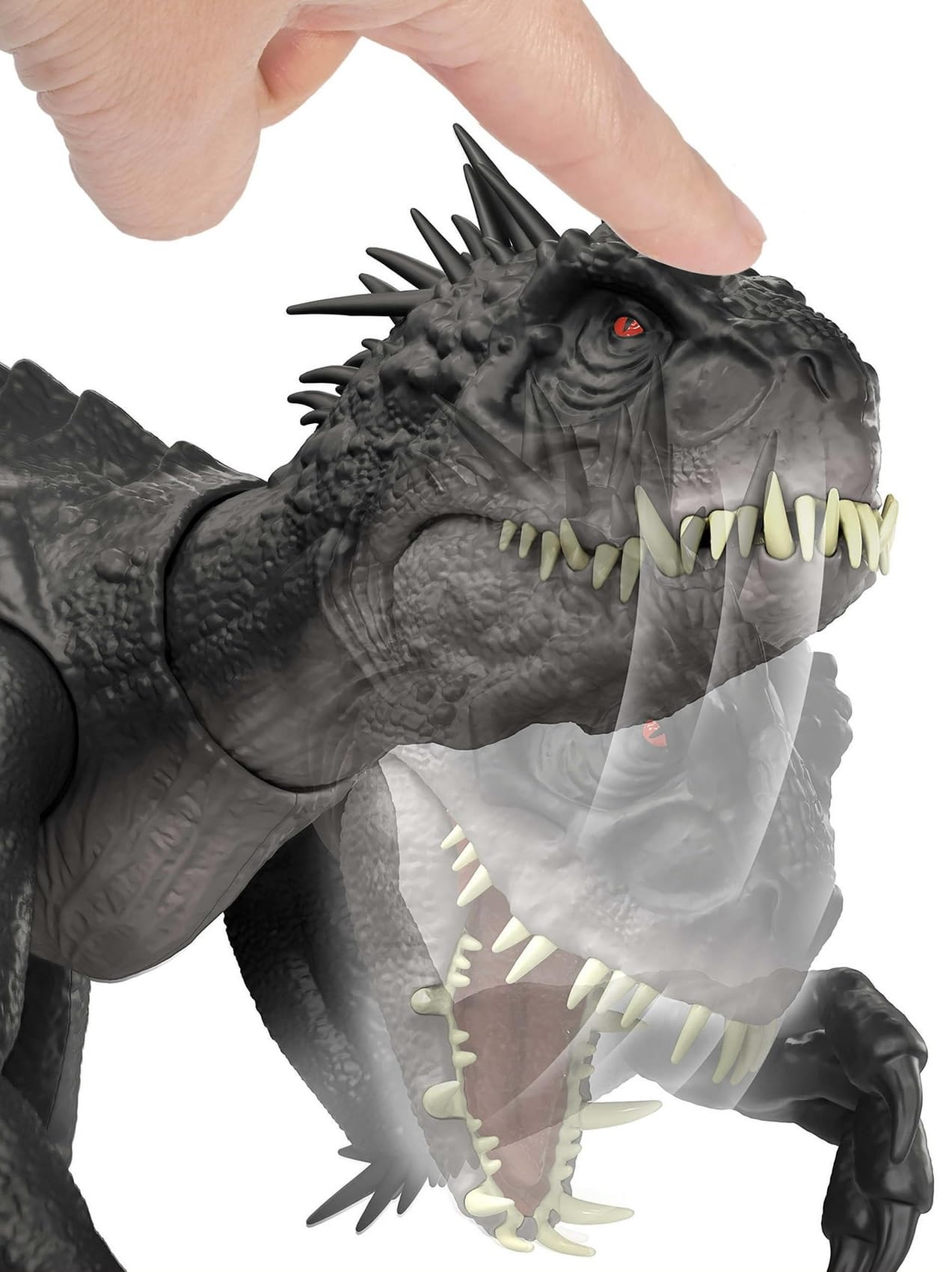 MAGNETOE Jurassic Ultimate Extreme Damage Scorpios Rex sounds amplify action during play and battles.