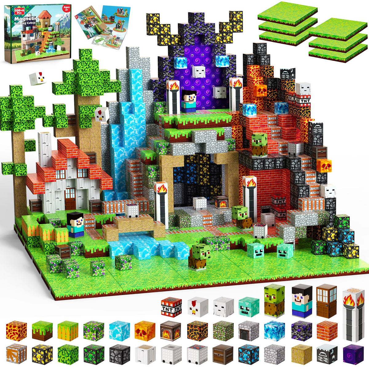 Magnetopia 200pcs magnetic blocks with forest theme encourage imaginative play.