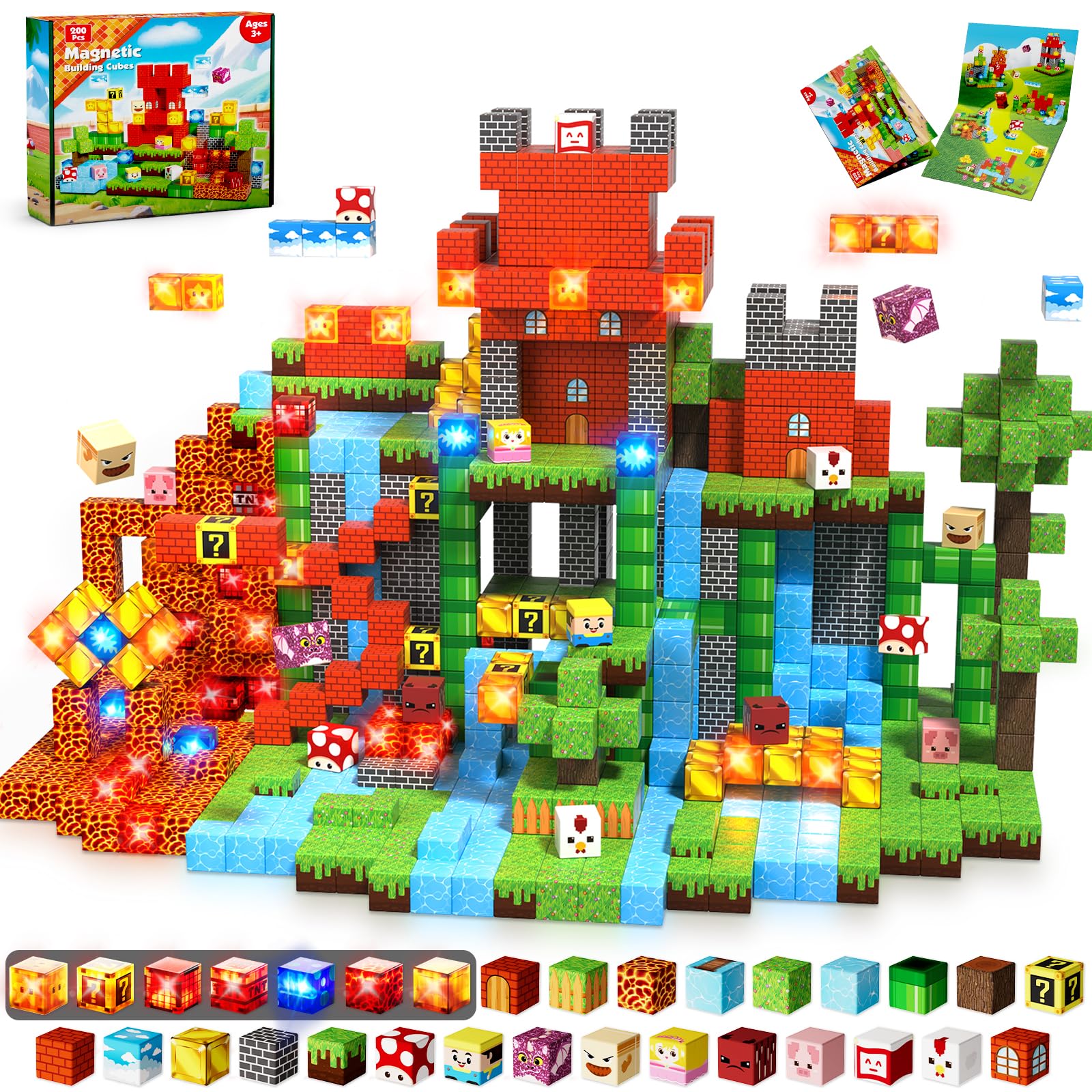Magnetopia 200pcs magnetic blocks in packaging, ideal for gifting and quick setup.