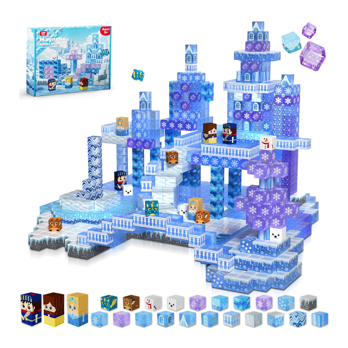 Magnetopia blue castle blocks for imaginative play and STEM learning