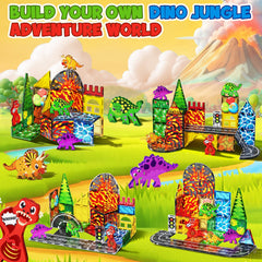 Magnetopia Dinosaur Tiles lava river play offers immersive prehistoric scenery.
