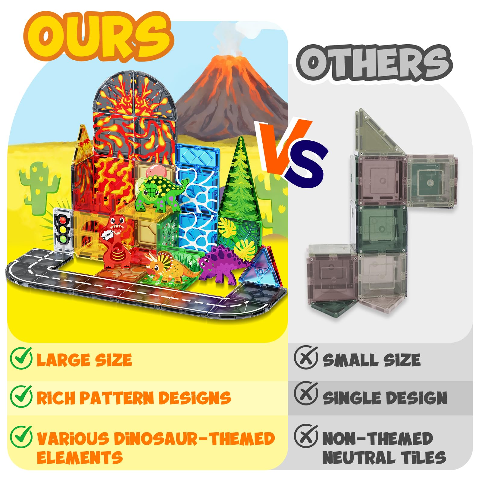 Magnetopia Dinosaur Tiles safe durable ABS construction ensures lasting play.