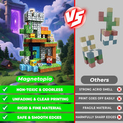 Magnetopia blocks encourage cooperative play and social learning during group building.