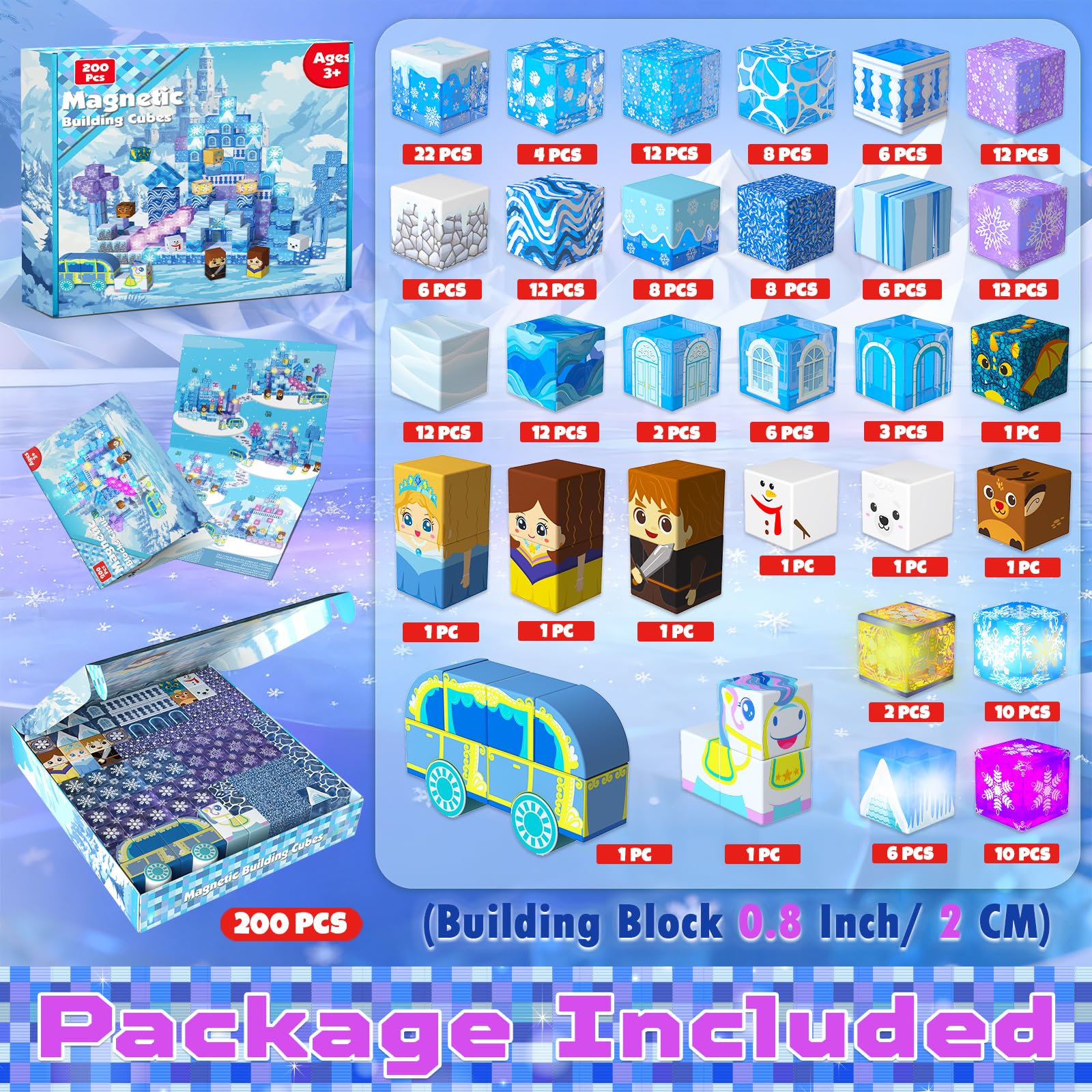 Magnetopia light-up blocks illuminate creations for night-time play.