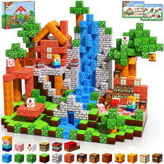 Magnetopia magnetic blocks arranged for a 100-piece setup, showcasing versatile building play and STEM exploration.