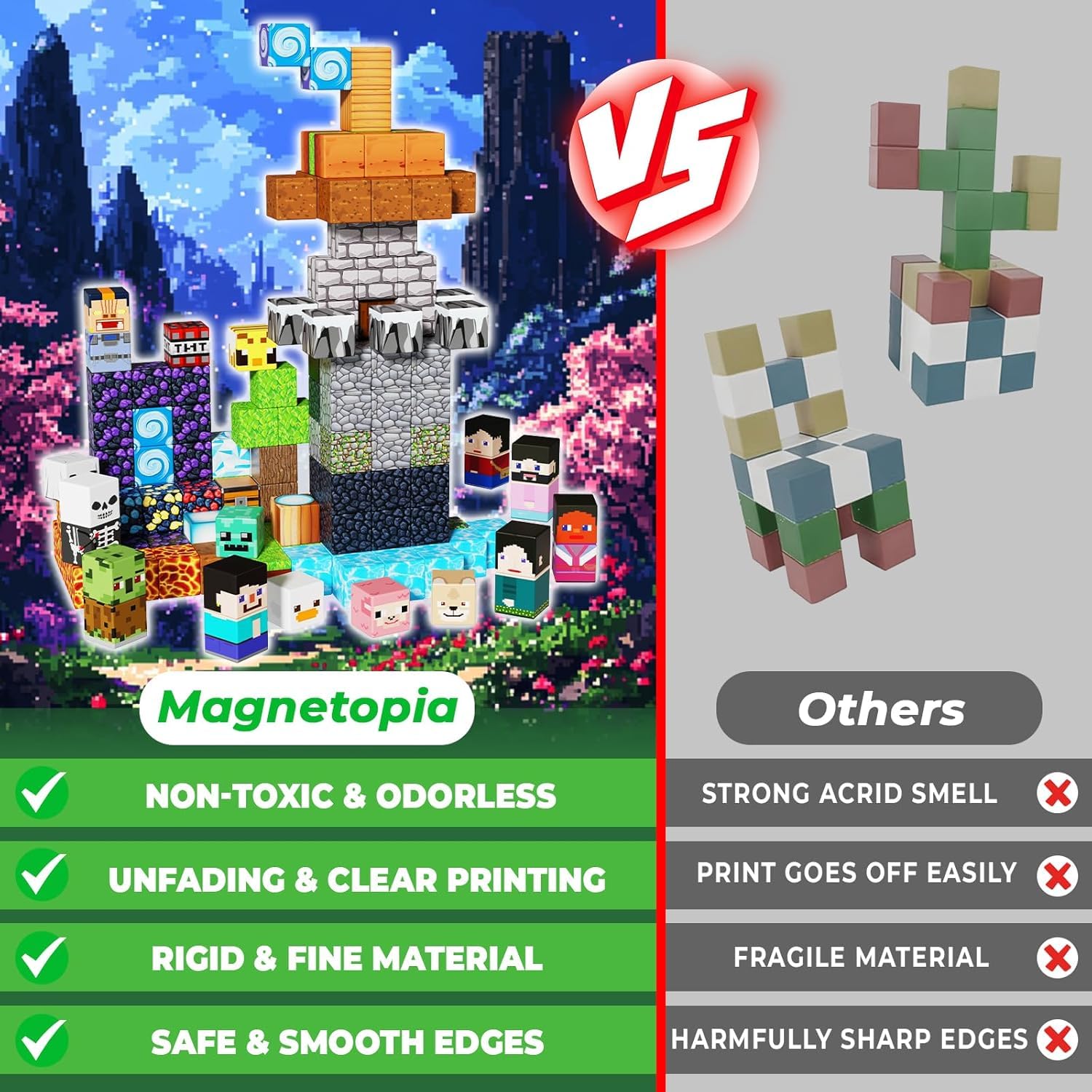 Magnetopia ABS blocks have rounded edges for safe exploration.