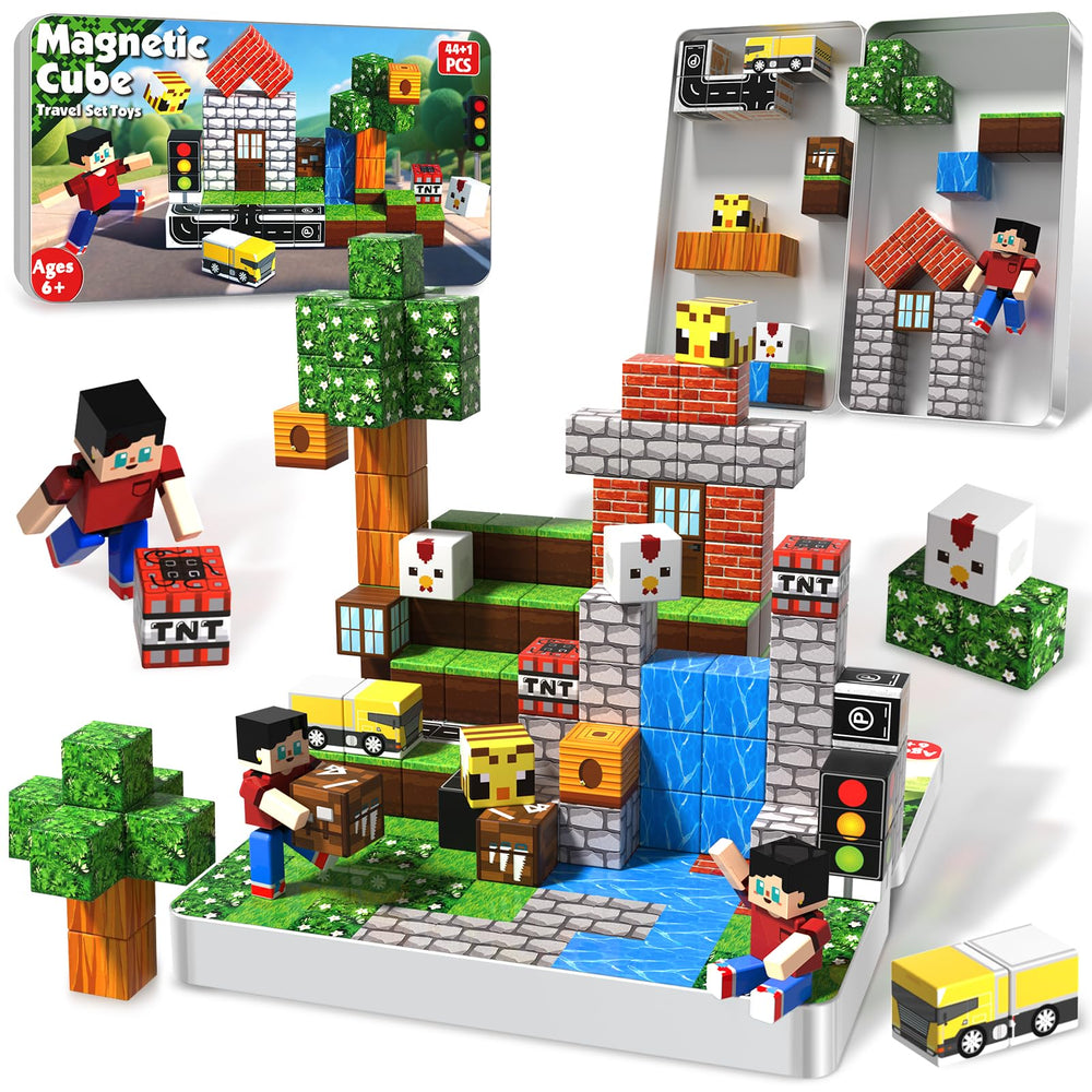 Magnetopia magnetic blocks with iron box storage for organized play.