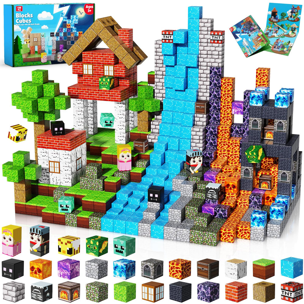Magnetopia magnetic building blocks: 150 cubes in vibrant colors for creative play