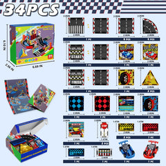 Magnetopia Magnetic Tiles Road Set colors and tiles highlight vibrant pieces that engage fine motor skills.