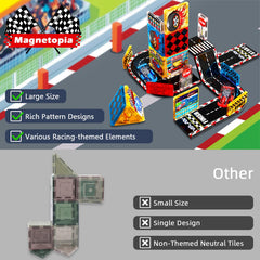 Magnetopia Magnetic Tiles Road Set safe edges ensure comfortable building sessions.