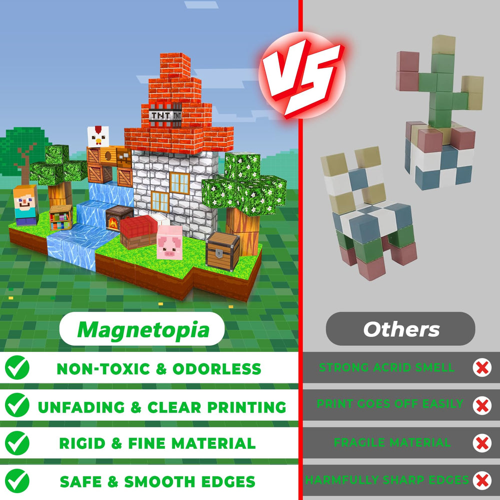 Magnetopia collaborative play visuals show kids building together to develop coordination and teamwork.