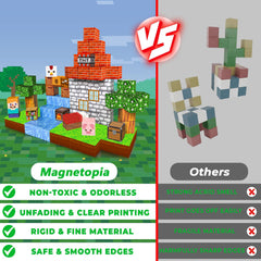 Magnetopia collaborative play visuals show kids building together to develop coordination and teamwork.